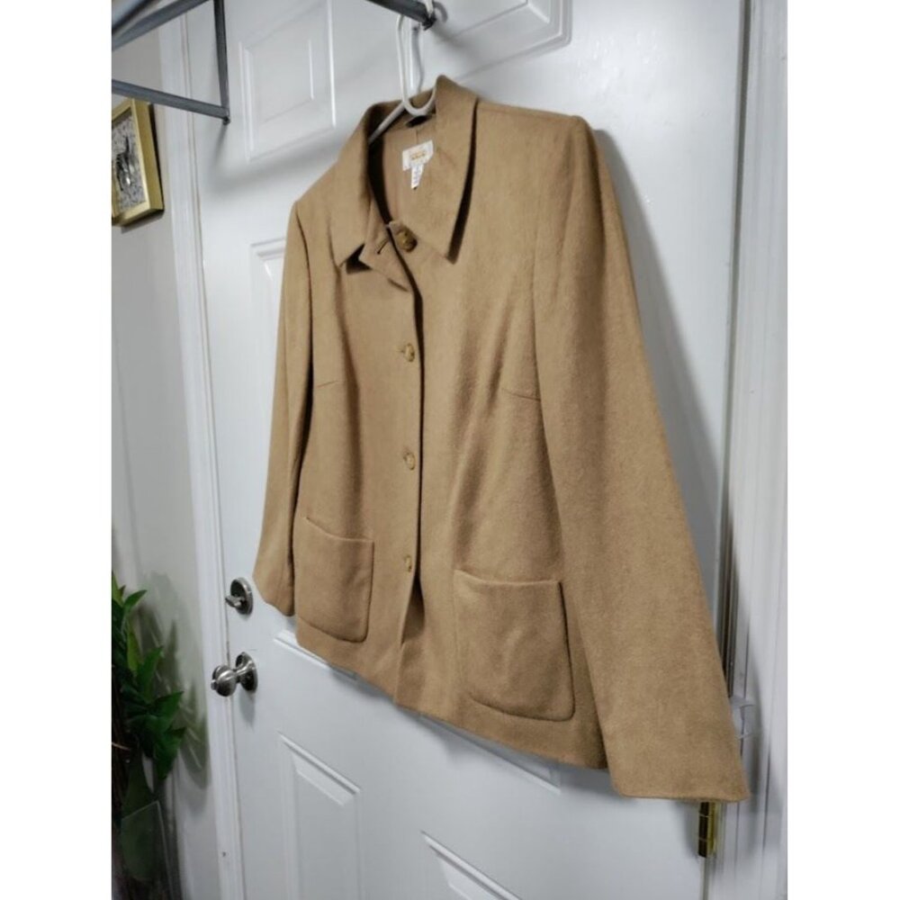 Vintage Talbots Camel Hair Long Sleeve Button Up Blazer Jacket Tan Women's 12 - Picture 10 of 16